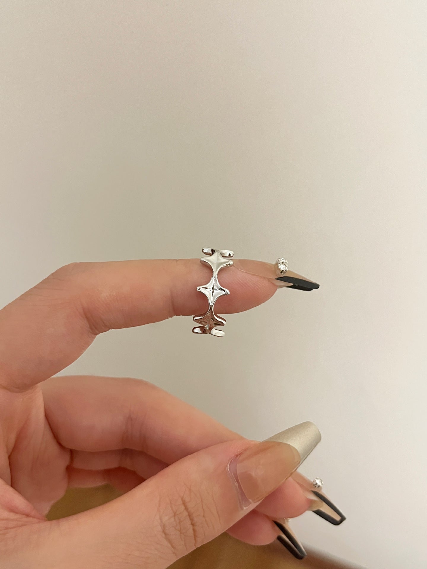 Trendy Star Pattern Silver-Tone Open Rings