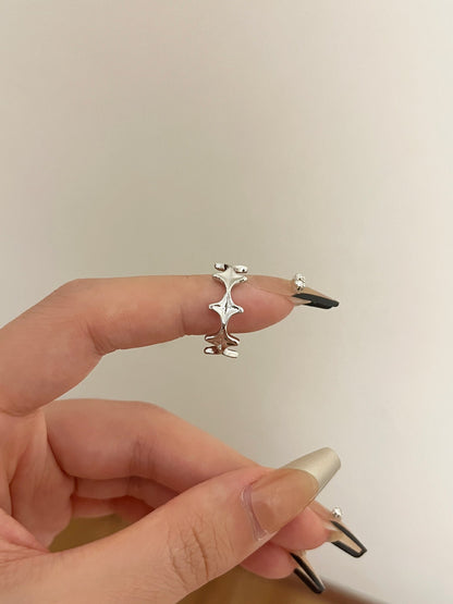 Trendy Star Pattern Silver-Tone Open Rings