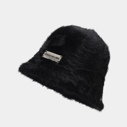 Soft Solid Color Fuzzy Warm Bucket Hat