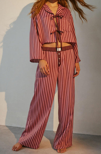 Floral Print Long Sleeve Long Pants Sleepwear Set