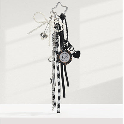 Trendy Leather Heart Braided Rope Bag Charm