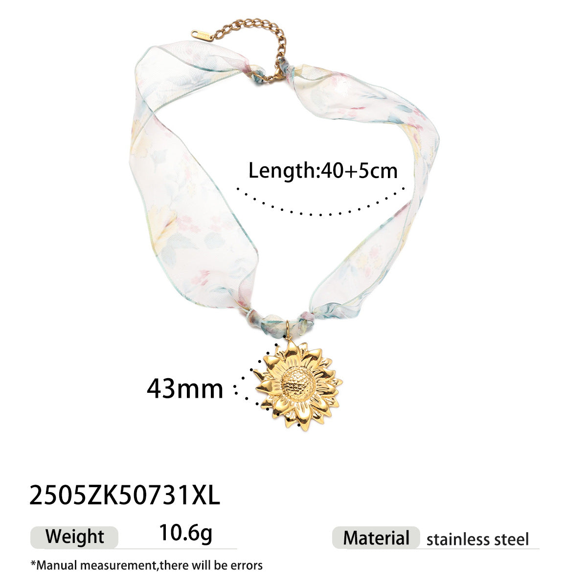 Gold Shell Pendant Colorful Scarf Necklace