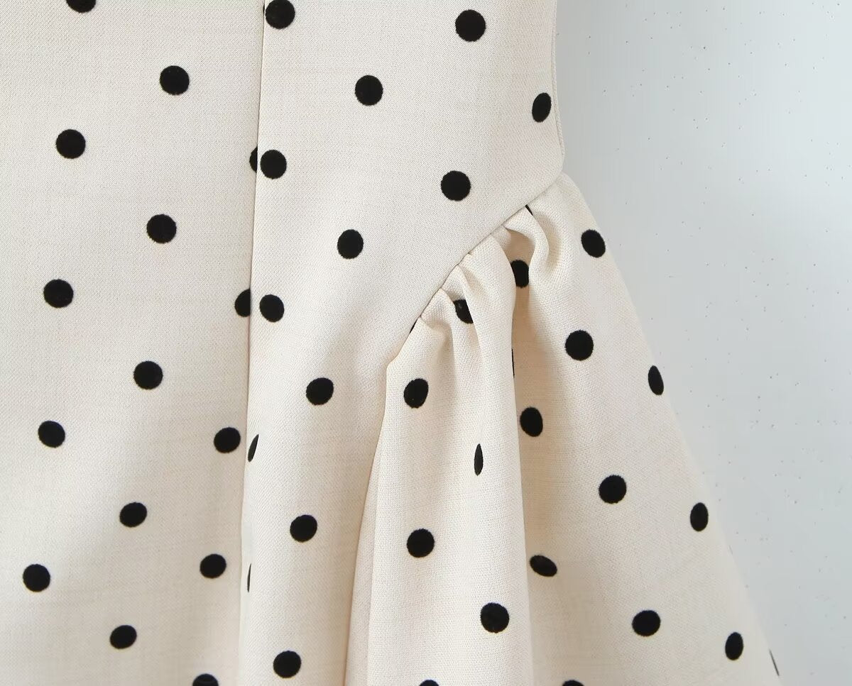 Trendy Polka Dot Tie Back Pleated Dress