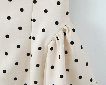 Trendy Polka Dot Tie Back Pleated Dress