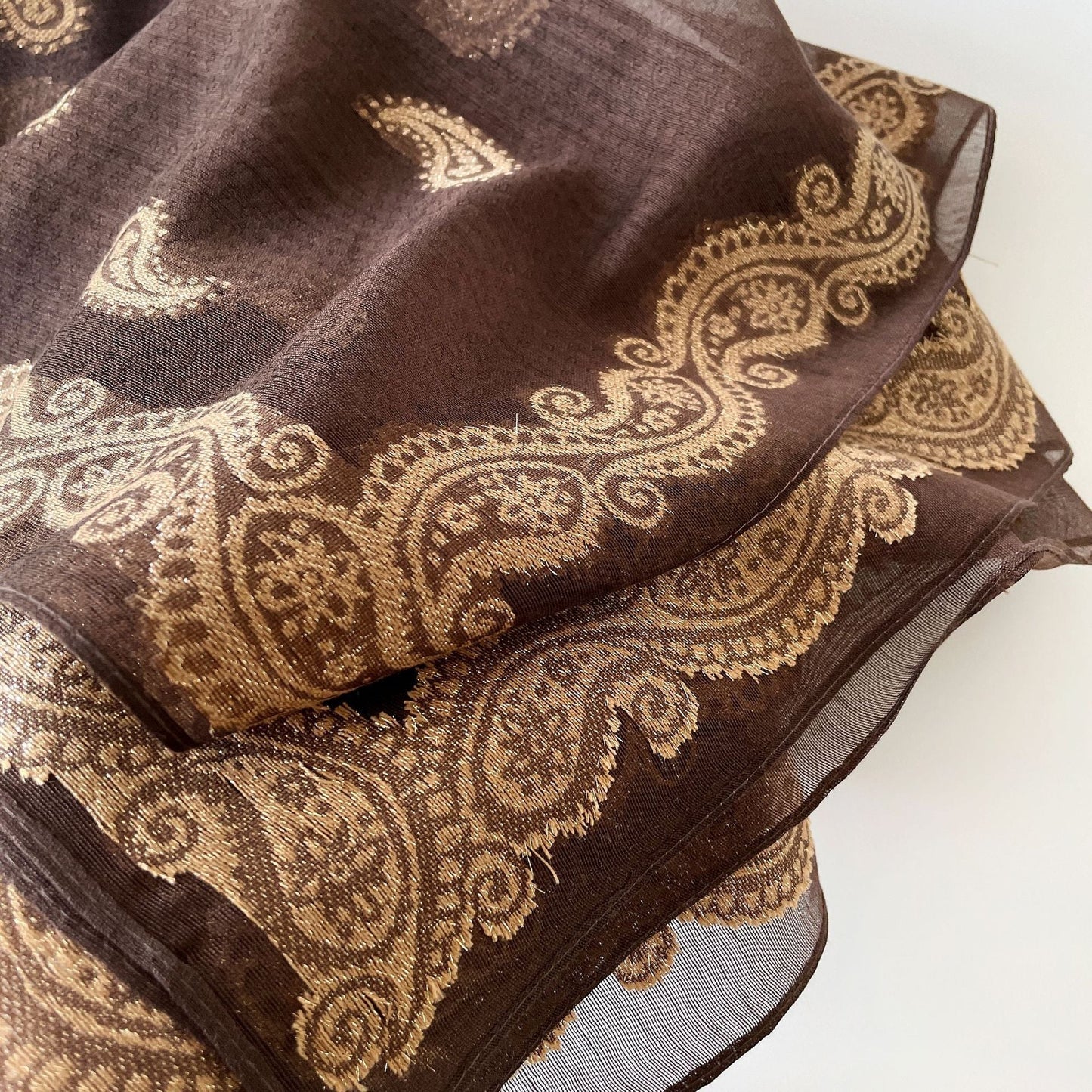 Vintage Burnout Paisley Square Satin Scarf