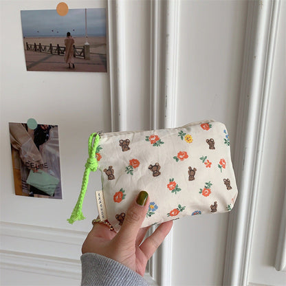 Simple Flower Print Mini Make Up Bag