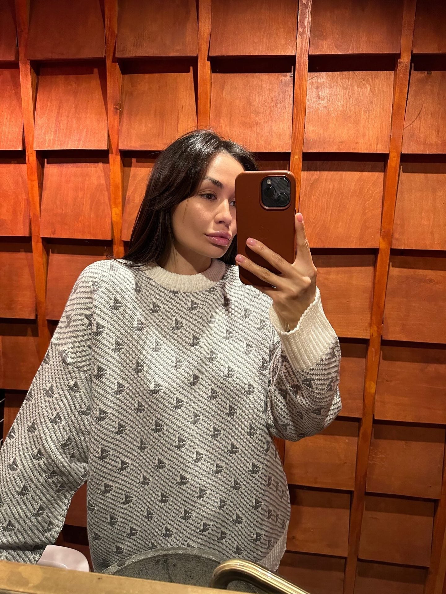 Print Contrast Color Loose Sweater