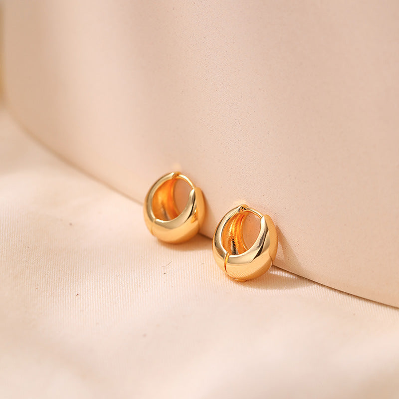 Vintage Simple Small Chunky Gold Hoop Earrings