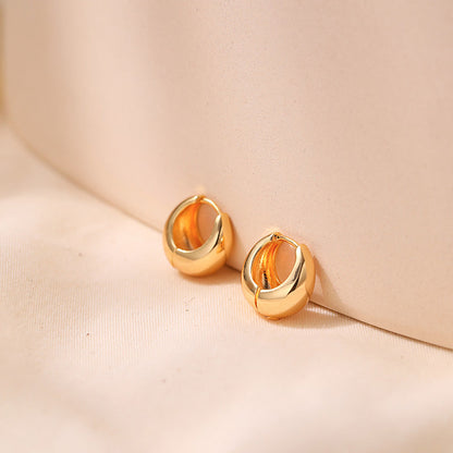 Vintage Simple Small Chunky Gold Hoop Earrings