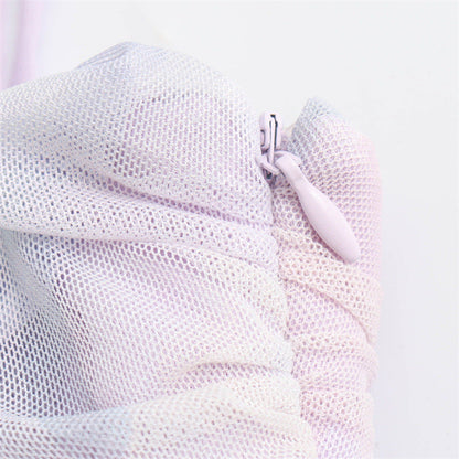 Elegant Mesh Ruched Spaghetti Strap Maxi Dress