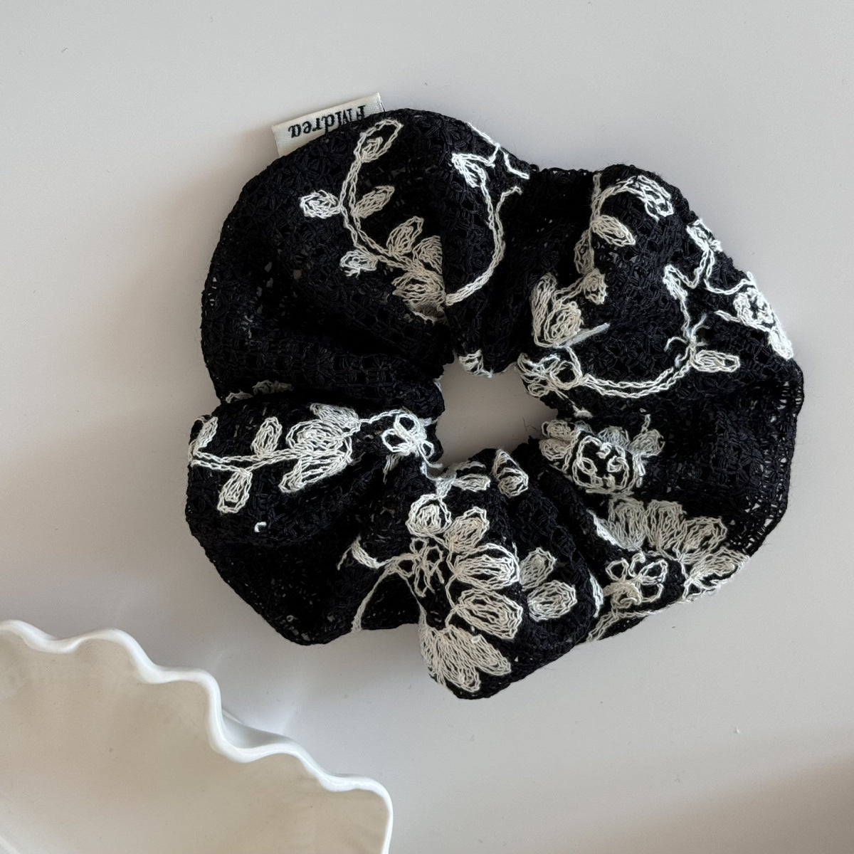 Vintage Flower Jacquard Knit Hair Tie