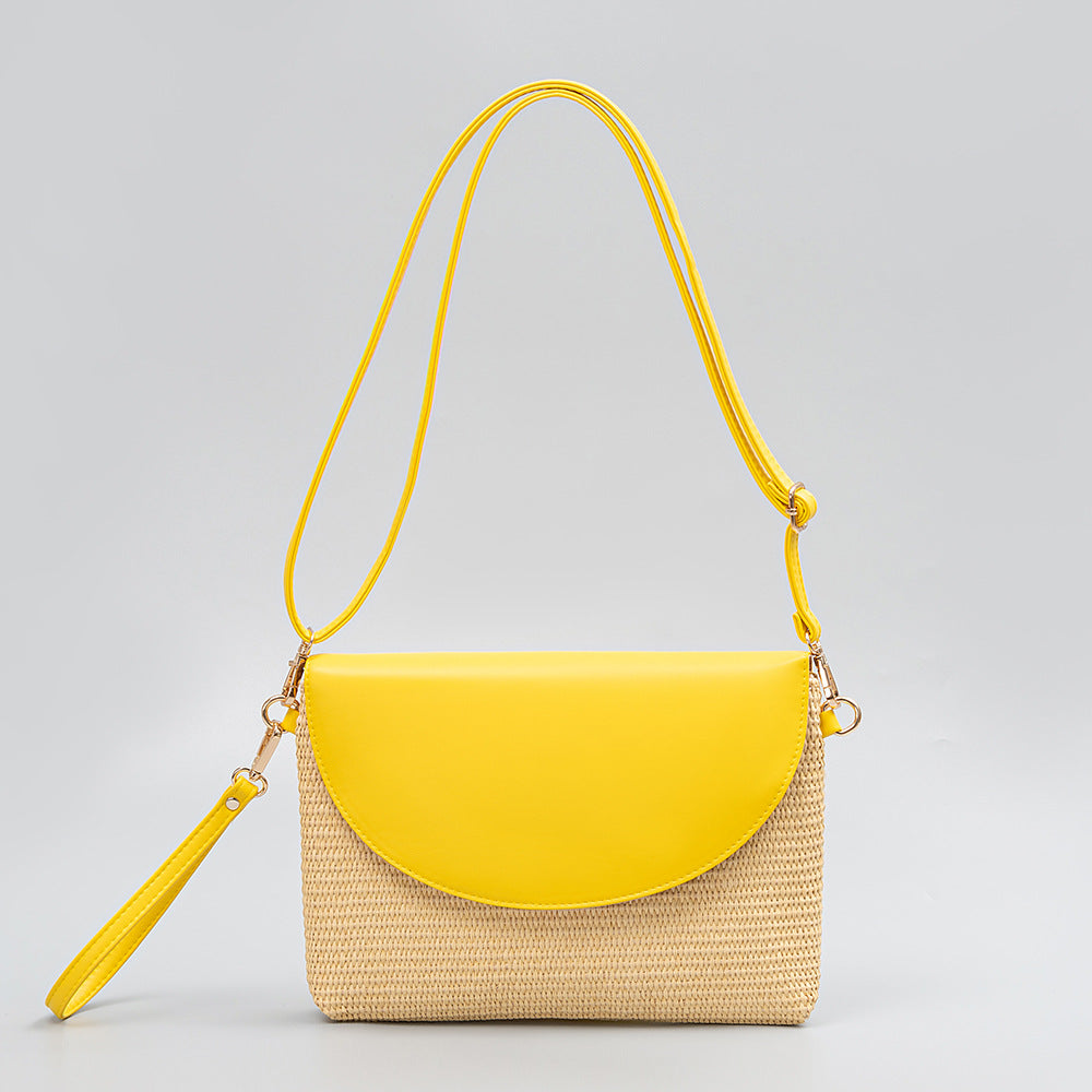 Woven Contrast Color Shoulder Bags