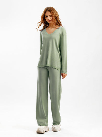 2+ Solid Color V-Neck Knit Sets