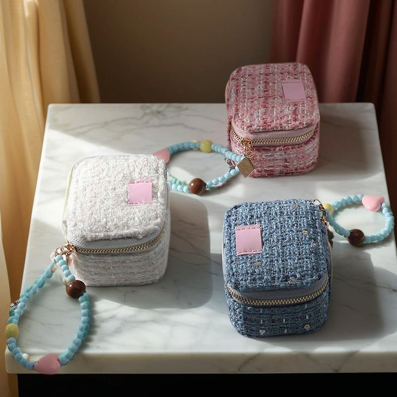 Sackcloth Travel Mini Jewelry Case With Pendant