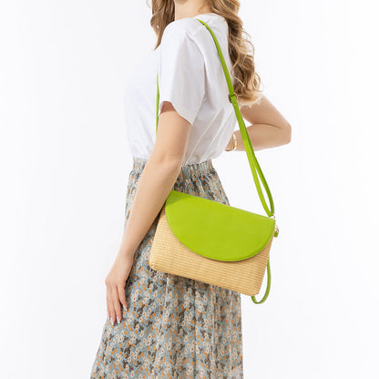 Woven Contrast Color Shoulder Bags