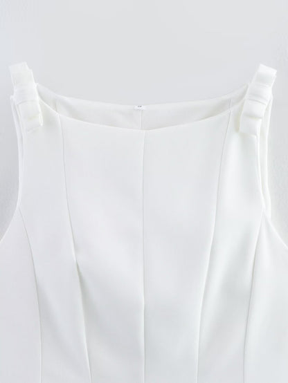 Elegant Peplum Bow Strap Tank Top