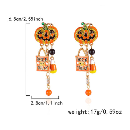 Halloween Pumpkin Ghost Tassel Dangle Earrings