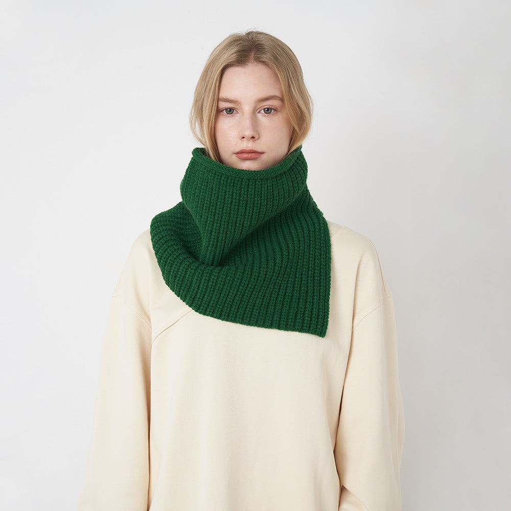 Solid Color High Collar Split Knit Scarve