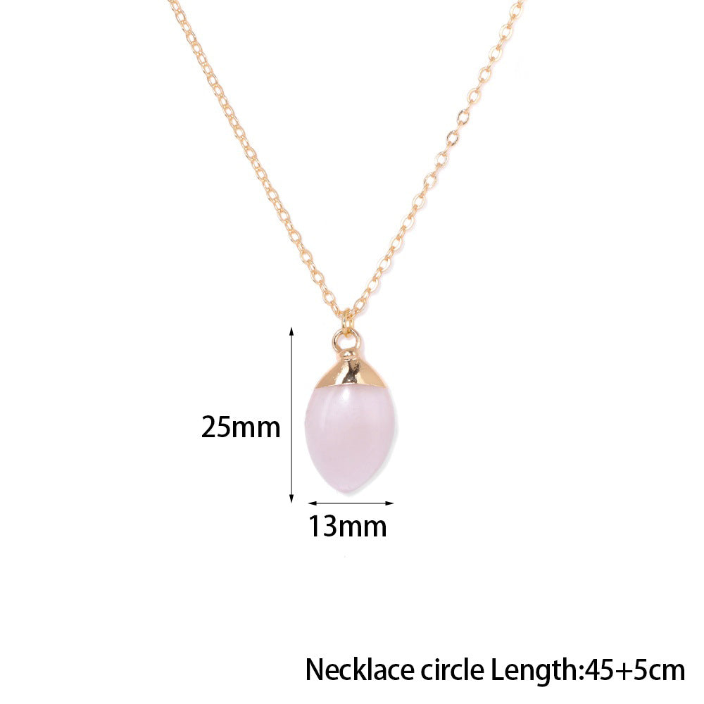 Irregiular Pink Crystal Pendant Simple Neckalces