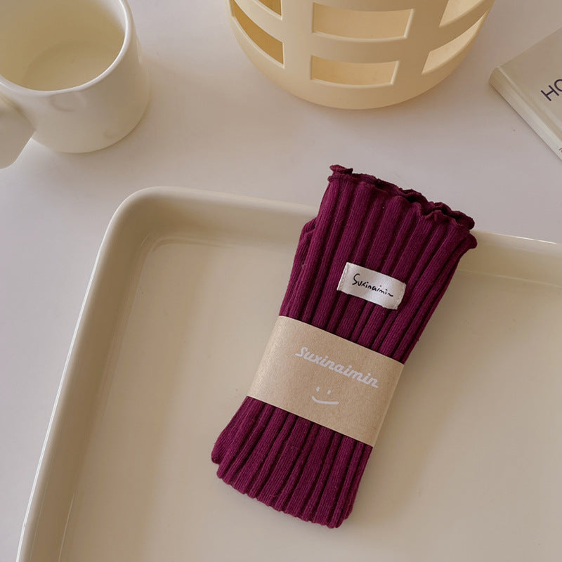 Sweet Solid Color Flounce Soft Socks