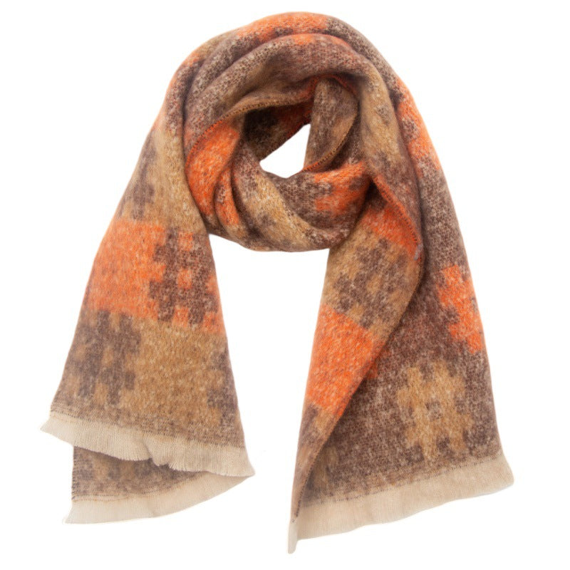 Plaid Print Contrast Color Scarves