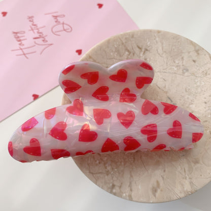 Cute Heart Print Hair Claw