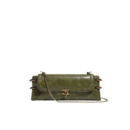 Vintage Square Shoulder Bag With Chain Strap