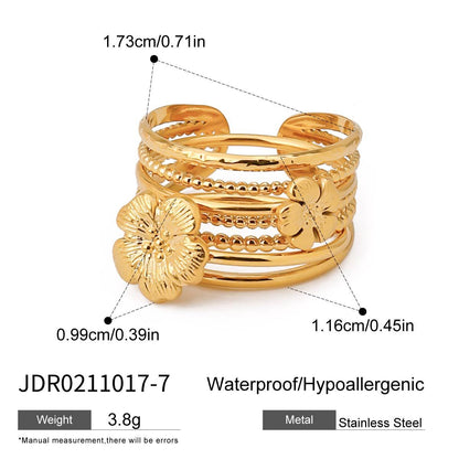 Zircon Layered Adjustable Wide Ring