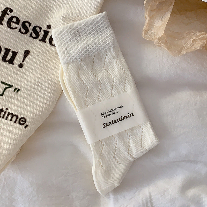 Solid Color Mesh Breathable Thin Socks