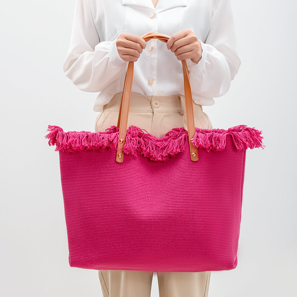 Solid Color Tassel Shoulder Bags