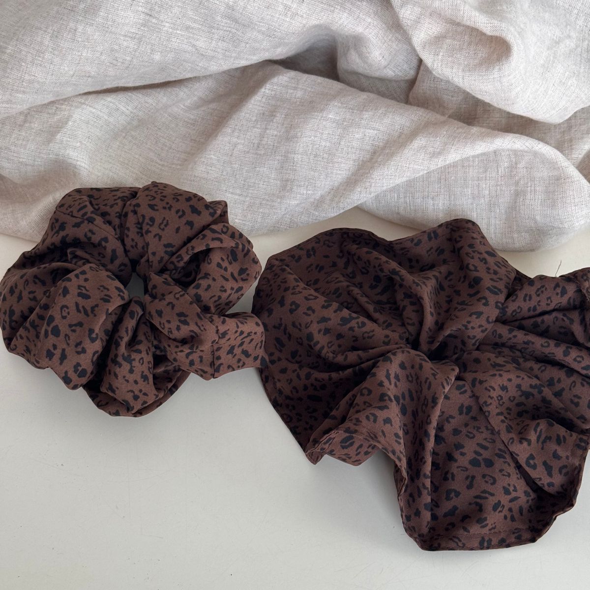 Leopard Print Elastic Retro Large Scrunchies