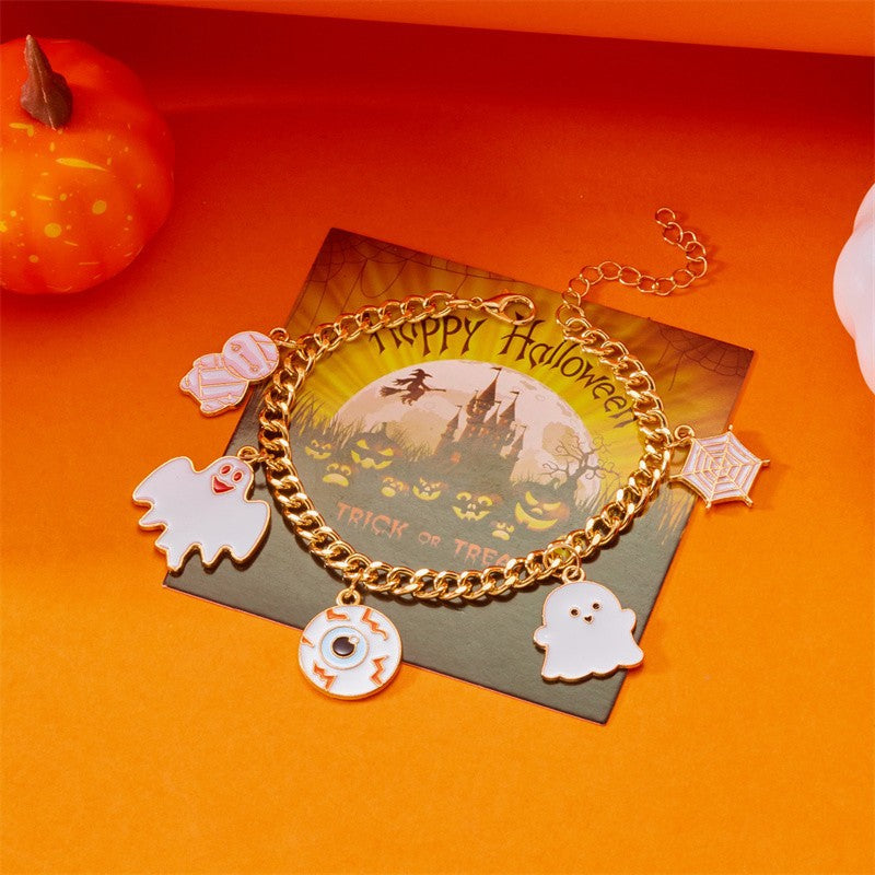 Cute Pumpkin Ghost Halloween Charm Bracelet