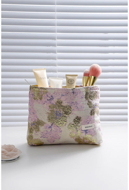 Vintage Floral Jacquard Portable Cosmetic Bag