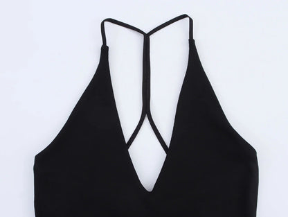 Trendy Solid Color Ruffle Hem Halter Dress