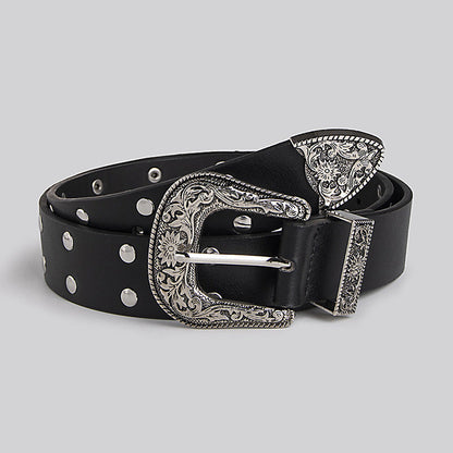 Vintage Punk Double Row Rivets Wide Belts