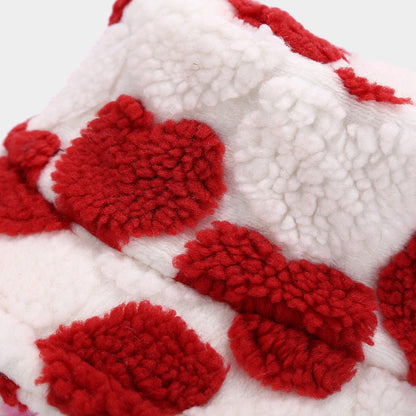 Casual Heart Pattern Soft Fuzzy Winter Bucket Hat