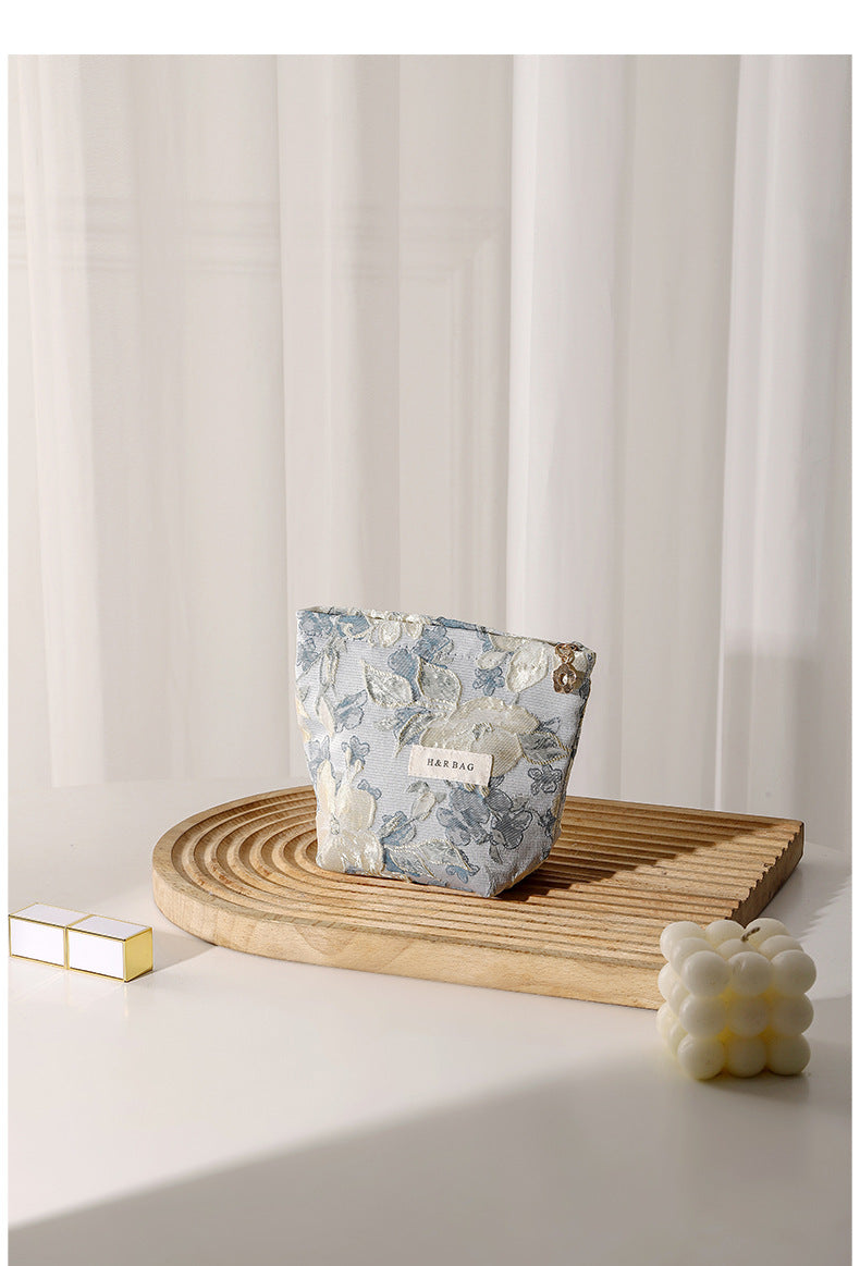 Purple Floral Jacquard Cosmetic Bag