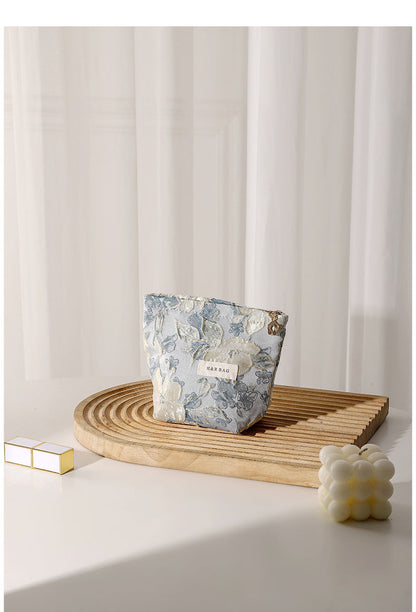 Purple Floral Jacquard Cosmetic Bag