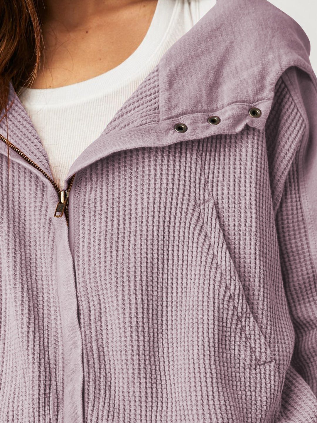 Casual Solid Color Zip Up Cropped Hoodie