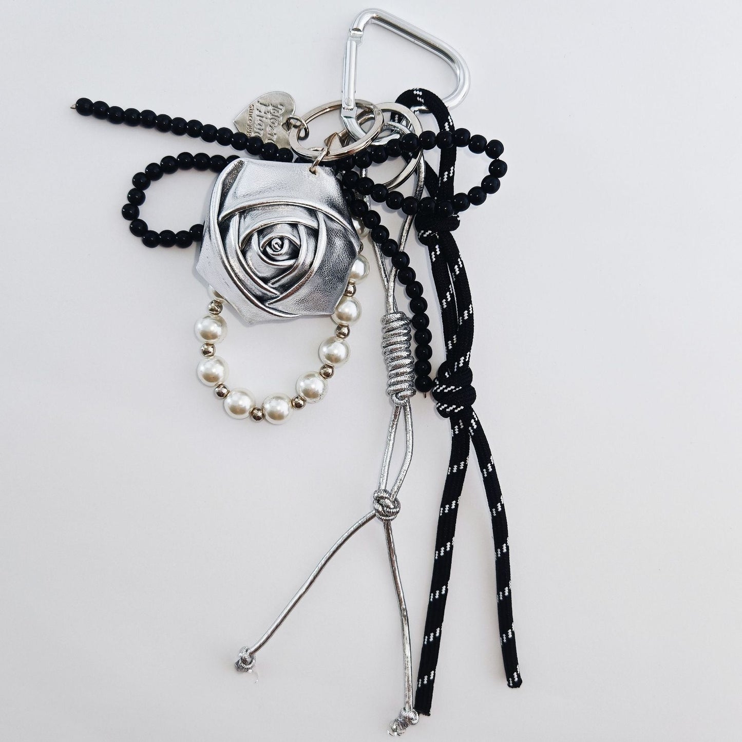 Leather Rose Beads Keychain Bag Charms