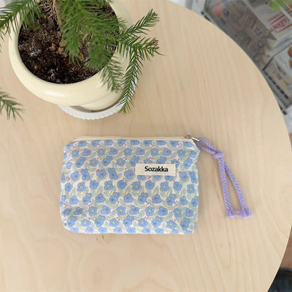 Simple Flower Print Mini Make Up Bag