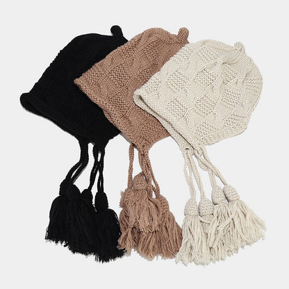 Cute Weave Tassel Cute Knit Cap