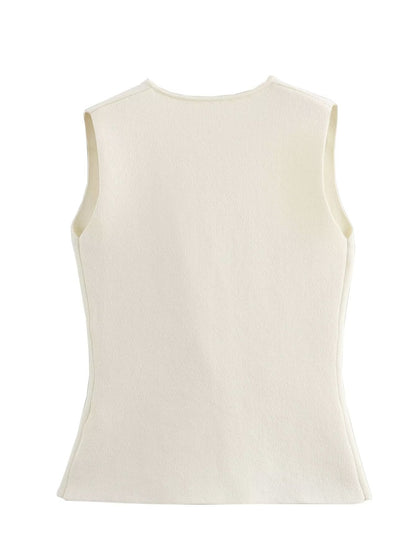 Casual Solid Color Button Down Knit Vest