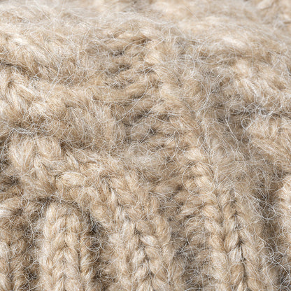 Solid Color Knit Hat Jacquard Padded Beanie