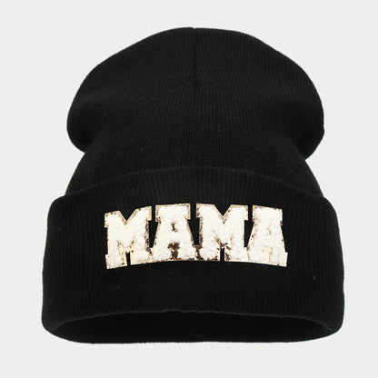 Simple Solid Color Letter Embroidery Knit Beanie