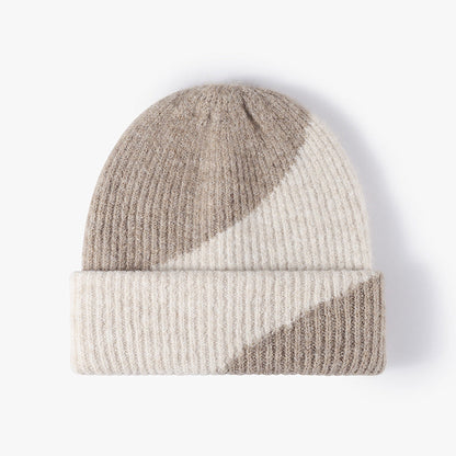 Simple Contrast Color Warm Knit Beanie