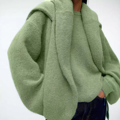 Solid Color Crew Neck Thickened Knit Sweater