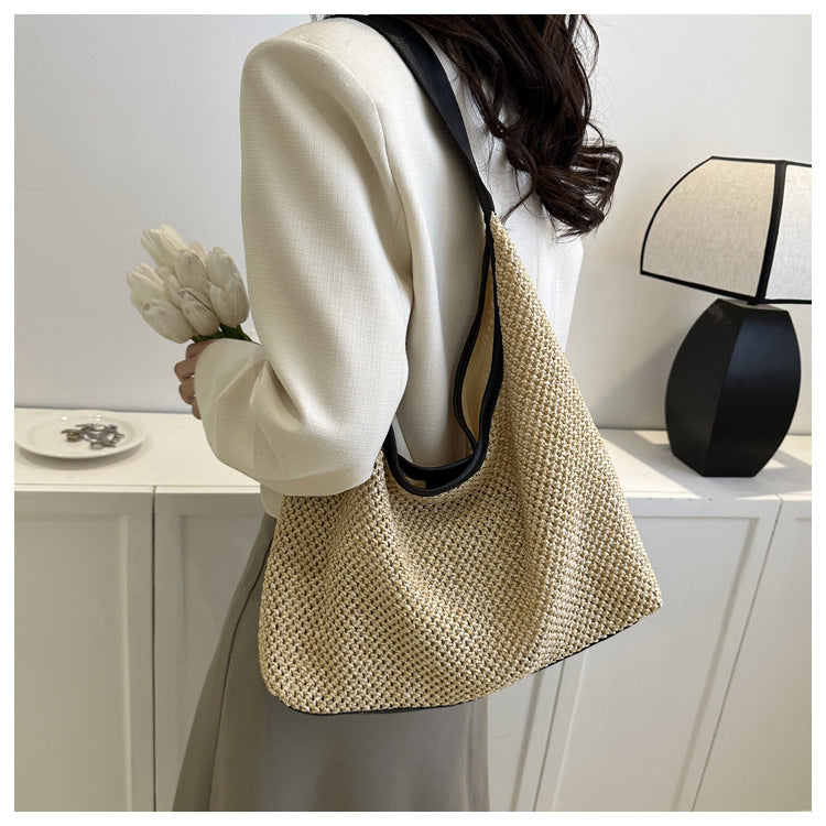 Casual Hollow Out Woven Shoulder Bag