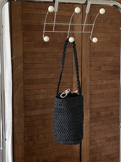 Solid Color Braided Bucket Shoulder Bag