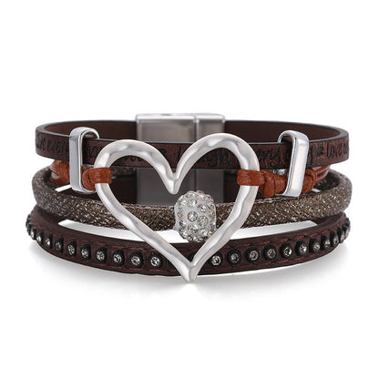 Hollow Out Love Zircon Layered Bracelets